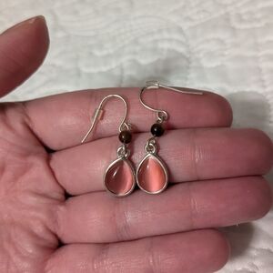 Silver and Pink Teardrop Earrings